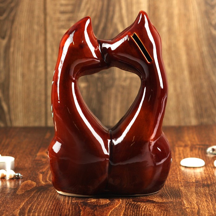 Копилка "Поцелуй" глазурь, тёмно-коричневая