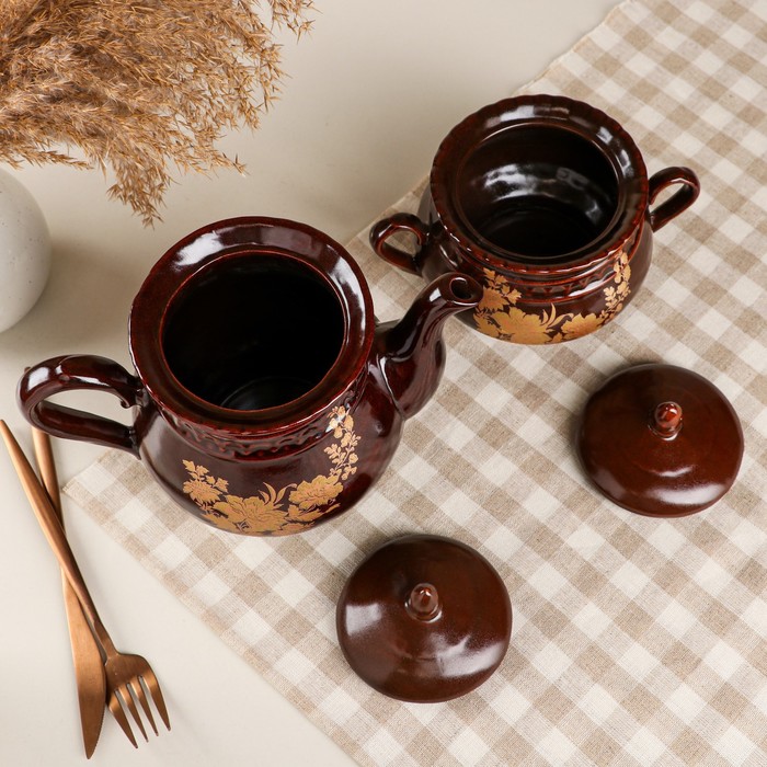 Чайная пара "Витязь" деколь, чайник 2 л, микс