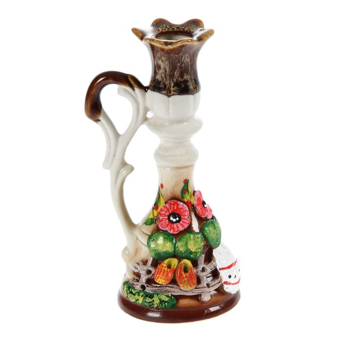 Подсвечник "На заборе" одинарный лепка цветная