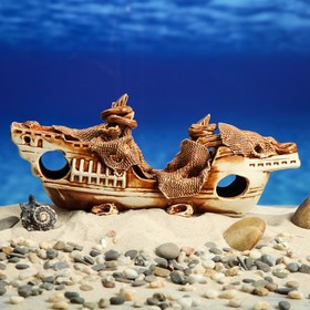 

Декорация для аквариума "Корабль длинный", 31 х 8 х 13 см, микс