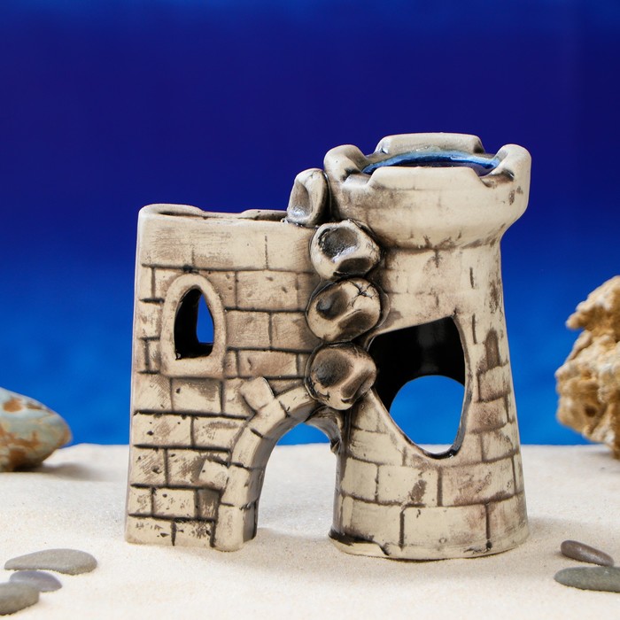 Декорации для аквариума "Башня гротом", микс