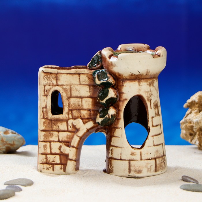 Декорации для аквариума "Башня гротом", микс