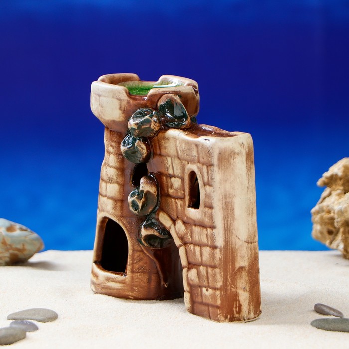 Декорации для аквариума "Башня гротом", микс