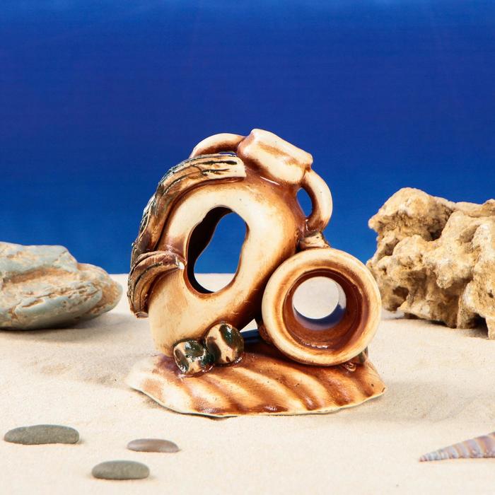 Декорации для аквариума "Амфора и моллюск", серый, микс