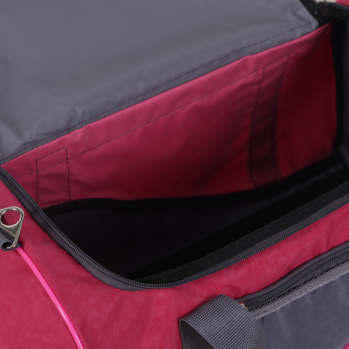 Сумка дорожная, 1 отдел, 3 наружных кармана, длинный ремень, цвет серо-розовый