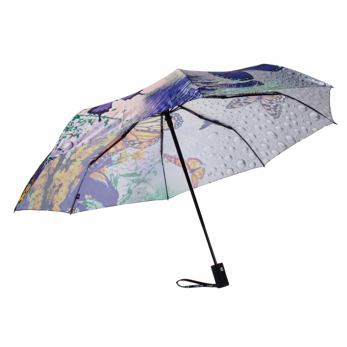 Зонт автоматический "Пробуждение, бабочки и цветы", R=51см, разноцветный