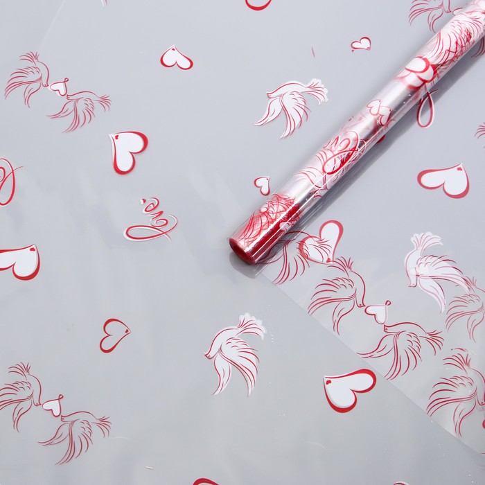 Пленка для цветов и подарков &quot;Love&quot; красный-белый 0.7 х 8.2 м, 40 мкм