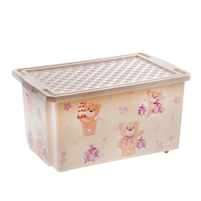 Ящик для игрушек 57 л X-BOX Bears на колесах с крышкой, цвет МИКС