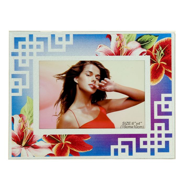 Фоторамка "Лилии с орнаментом" серебристая 10х15 см