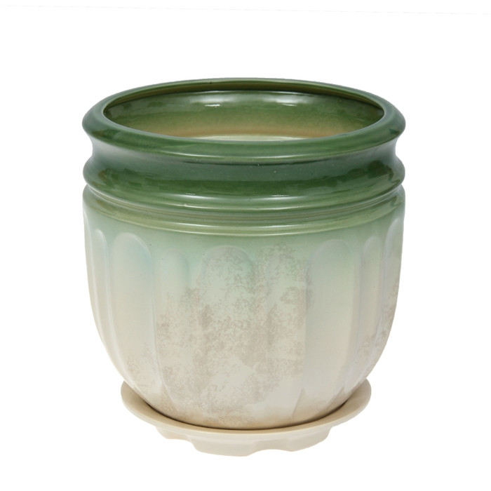 Кашпо "Гранд" зелёно-белое 8,5 л