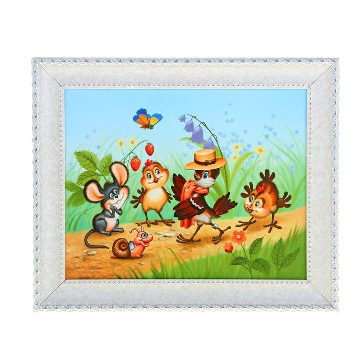 Картина "Воробей с друзьями" рама микс