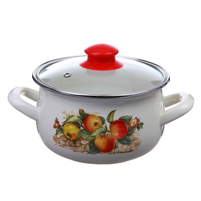 Кастрюля эмалированная 3,1 л "Яблоко", крышка