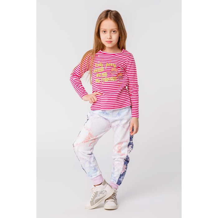 Комплект джемперов для девочки - 2 шт., рост 110 см, цвет фуксия, принт полоска Л088