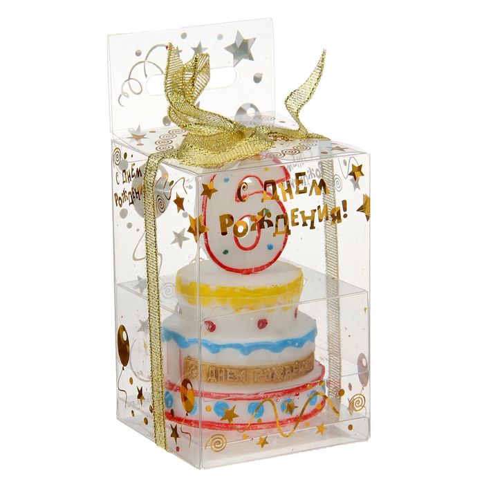 Свеча-цифра в форме торта "6"