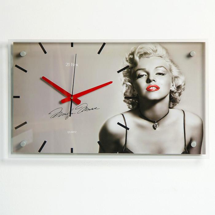 фото Часы настенные, серия: люди, "мэрилин монро", 60х35 см, микс рубин