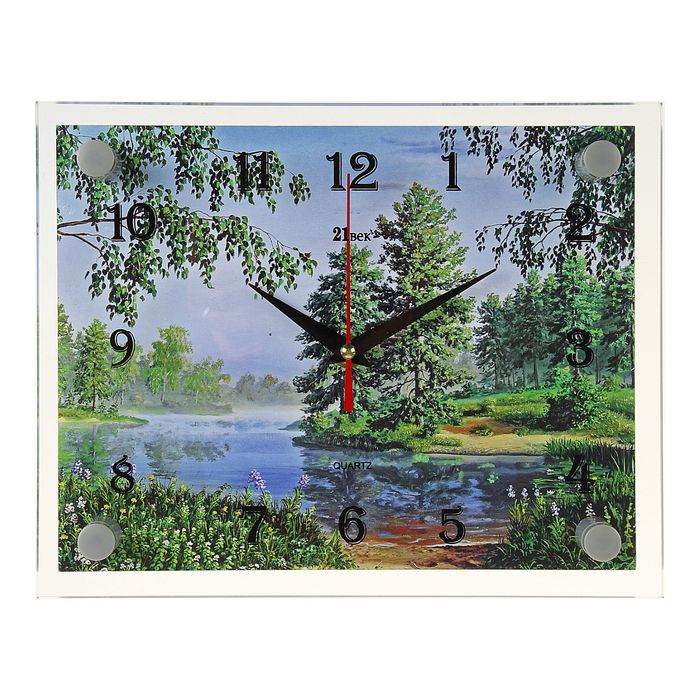 Часы настенные прямоугольные "Заводь в лесу", 20х26 см микс