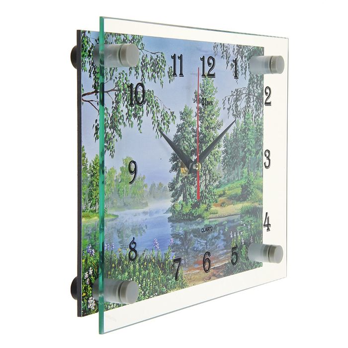 Часы настенные прямоугольные "Заводь в лесу", 20х26 см микс