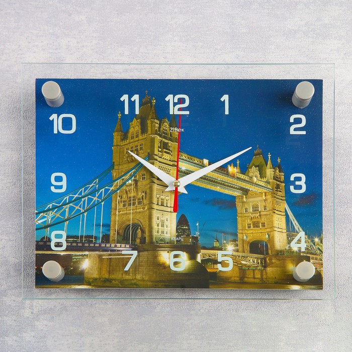 Часы настенные прямоугольные "Тауэрский мост ночью"20х26 см