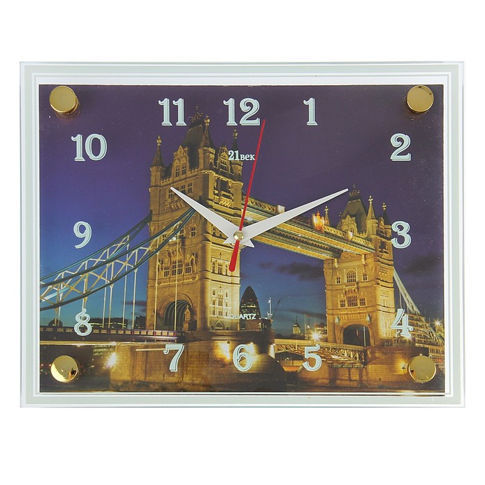 Часы настенные прямоугольные "Тауэрский мост ночью"20х26 см