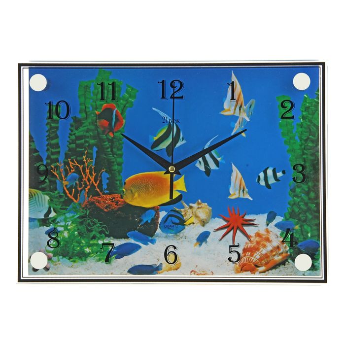 Часы настенные прямоугольные "Аквариумные рыбки", 25х35 см микс