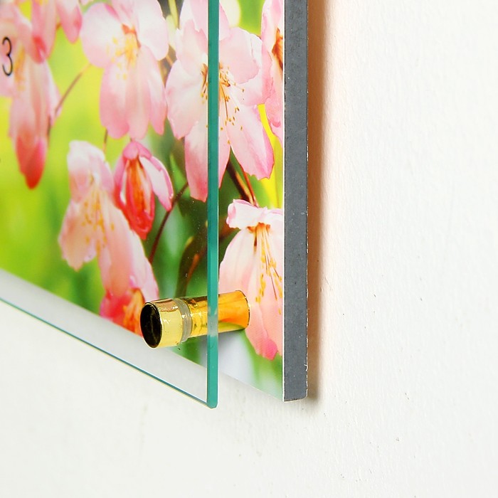 Часы настольные прямоугольные "Розовые цветы" 13х23 см микс