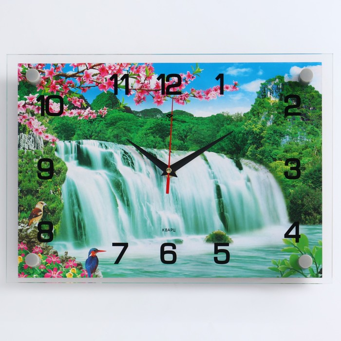 Часы настенные прямоугольные "Водопад", 25х35 см микс