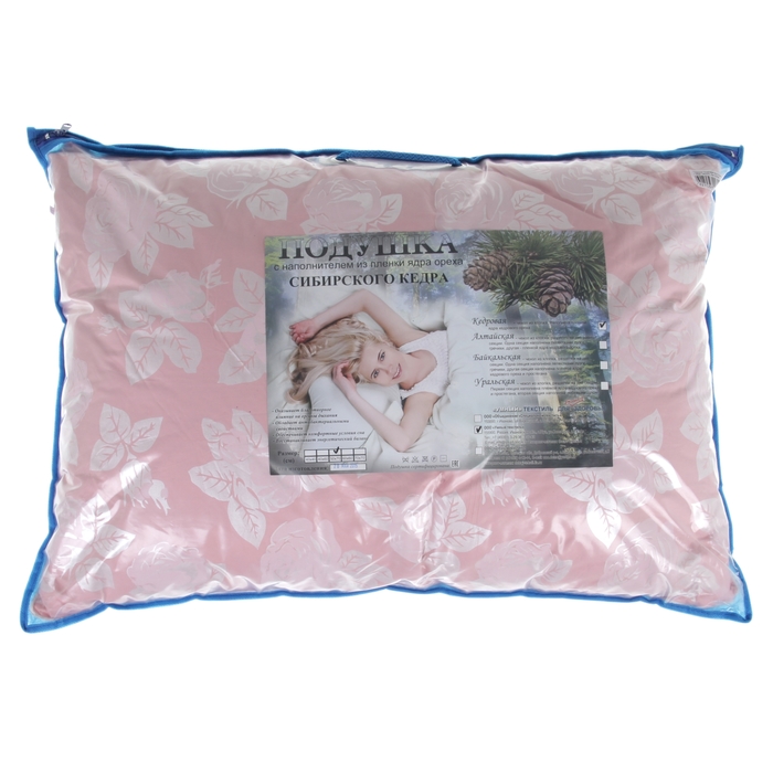 Подушка "Кедровая" с пленкой кедрового ореха, размер 50х70 см