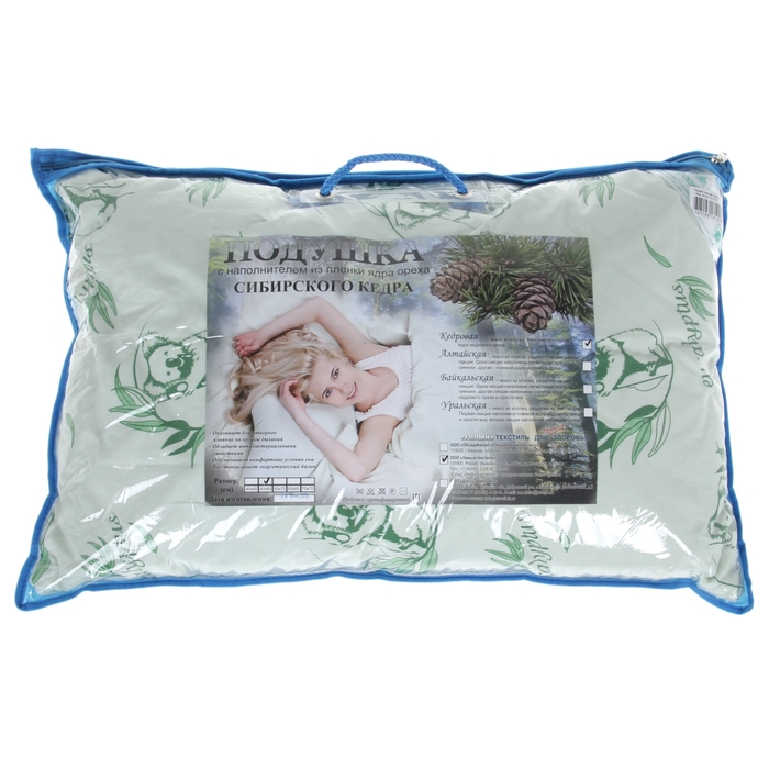 Подушка "Кедровая" с пленкой кедрового ореха, размер 40х60 см