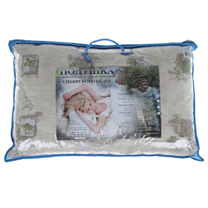 Подушка "Кедровая" с пленкой кедрового ореха, размер 40х60 см