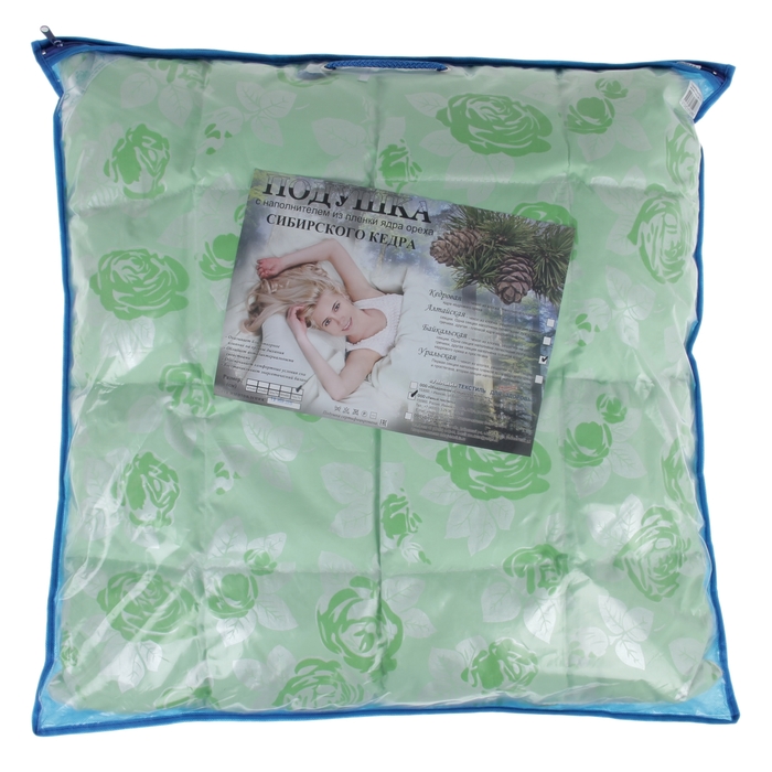 Подушка стеганная "БАЙКАЛЬСКАЯ" с пленкой кедрового ореха, размер 70х70 см, лузга гречихи