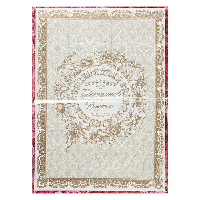 Папка для свидетельства о рождении "Малыш в розах", А5, ламинированная