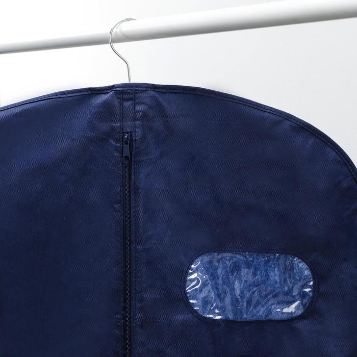 фото Чехол для одежды с окном, 60×120 см, спанбонд, цвет синий