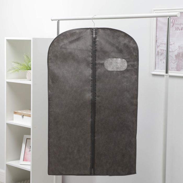 фото Чехол для одежды с окном 60×100 см, спанбонд, цвет серый