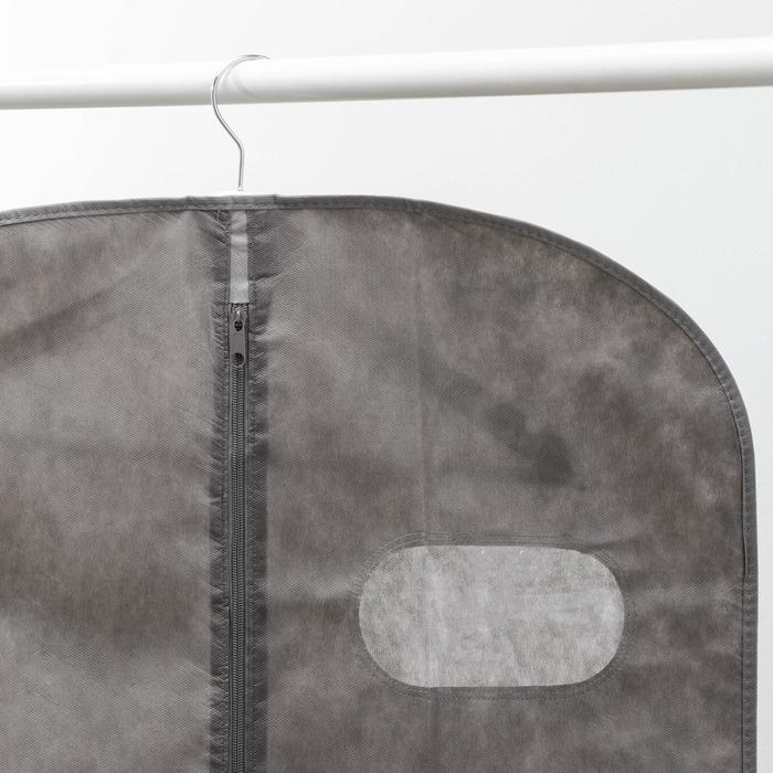 фото Чехол для одежды с окном, 60×100 см, спанбонд, цвет серый