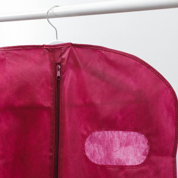 фото Чехол для одежды с окном 60×100 см, спанбонд, цвет бордо