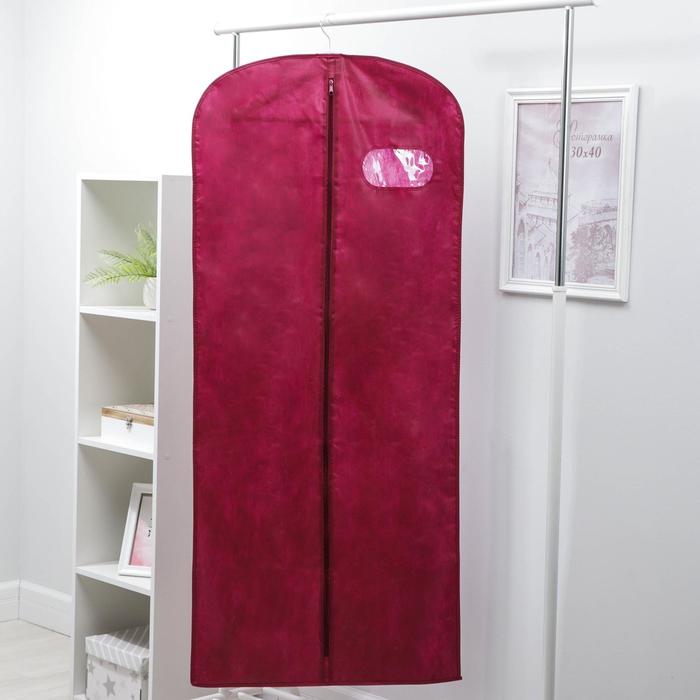 фото Чехол для одежды с окном 60×140 см, спанбонд, цвет бордо