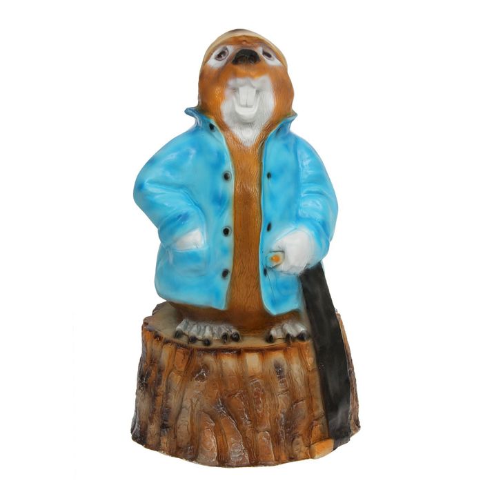 Садовая фигура "Бобёр на пне с пилой"