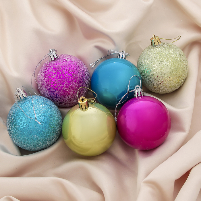 Новогодние шары "Радуга" (набор 6 шт.)