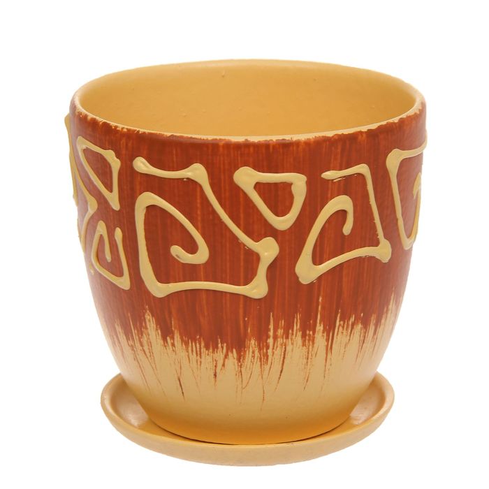 Кашпо "Этно" жёлтое, высокое овальное 0,8 л