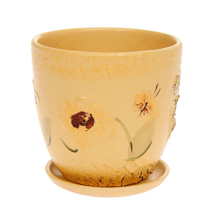 Кашпо "Лето" бежевое, высокое овальное 0,8 л