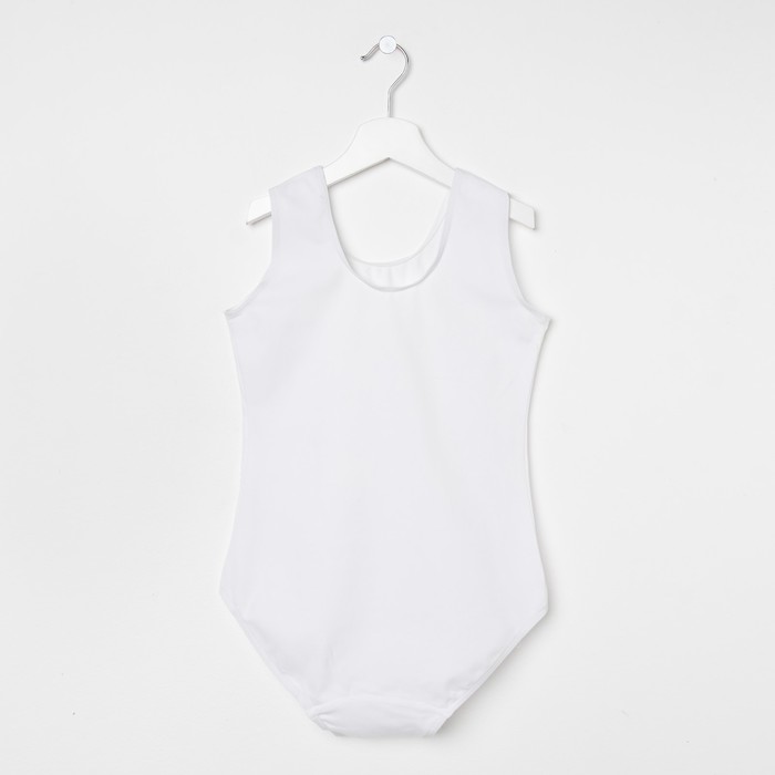 Костюм гимнастический для девочки, рост 146 см (11 лет), цвет белый