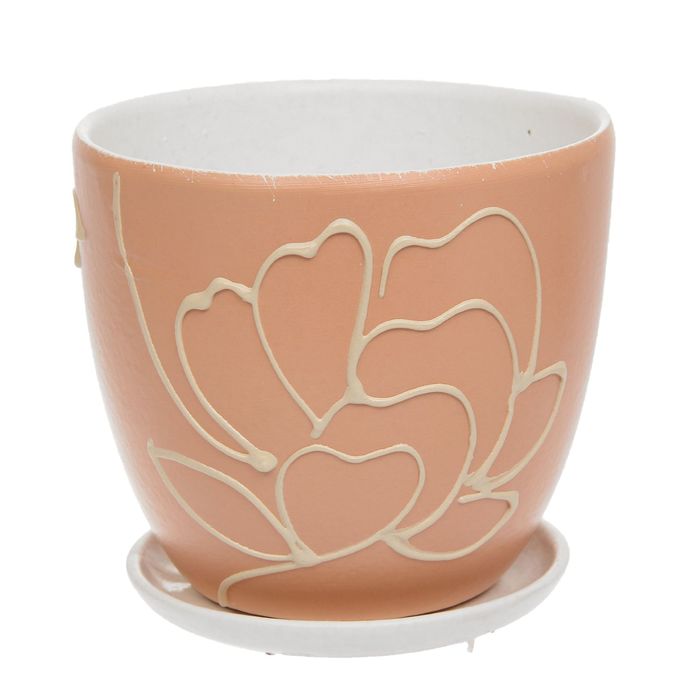 Кашпо "Кураж" бежевое, высокое овальное 1,5 л