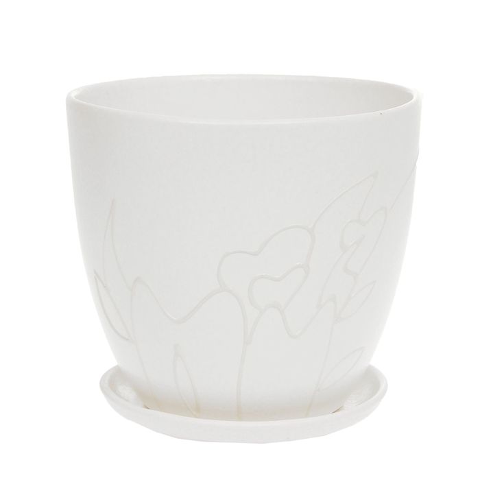 Кашпо "Кураж" белое, высокое овальное 2,6 л