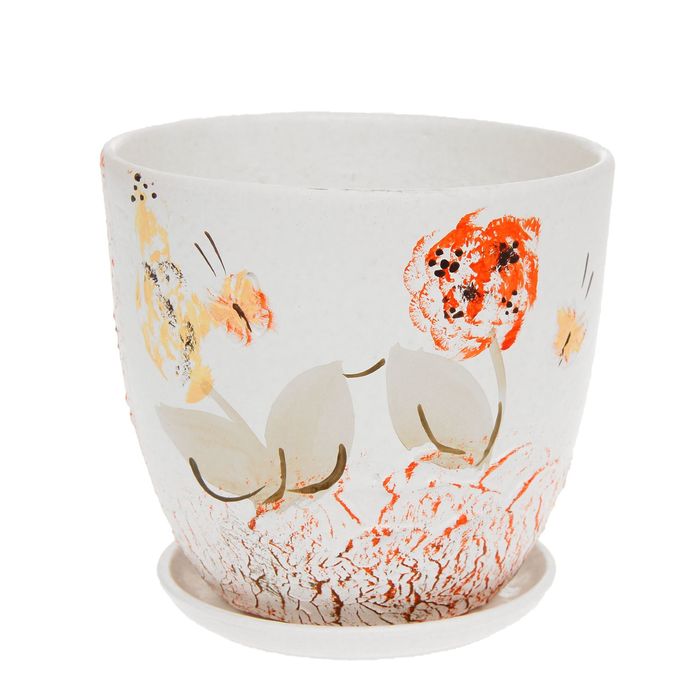 Кашпо "Лето" белое, высокое овальное 1,1 л