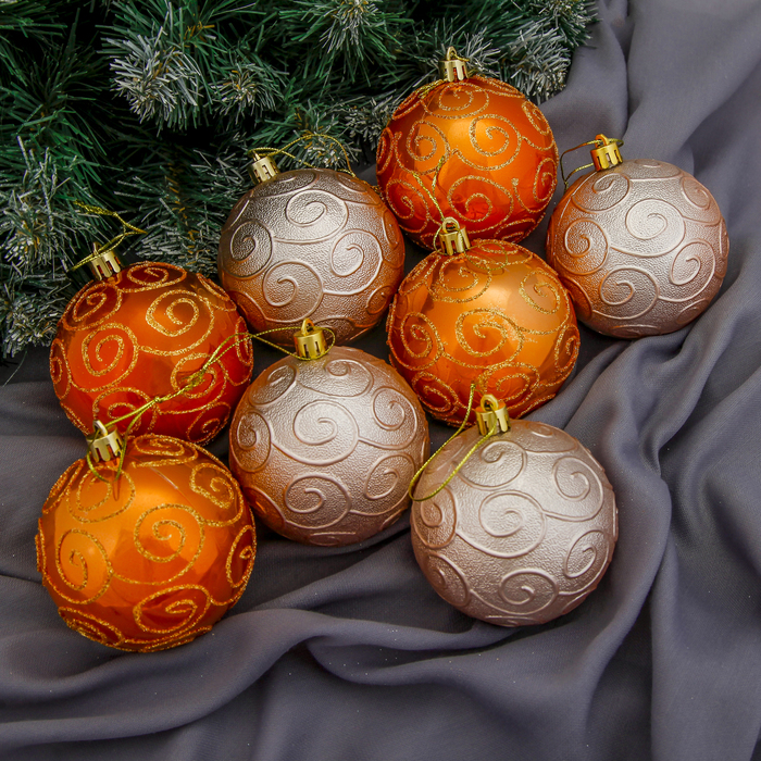 Новогодние шары "Карамелька с узором" (набор 8 шт.)