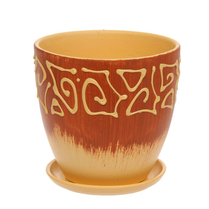 Кашпо "Этно" жёлтое, высокое овальное 1,5 л