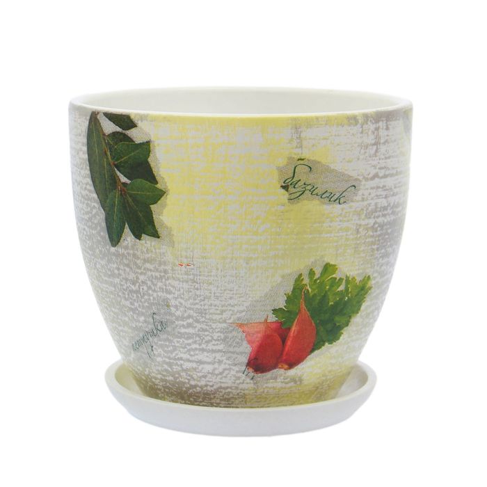 Кашпо "Прованс" белое, высокое овальное 2,6 л