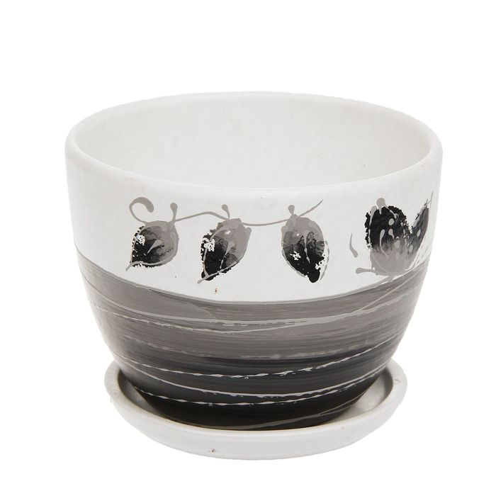 Кашпо "Фантазия" чёрно-белое, овальное 0,6 л