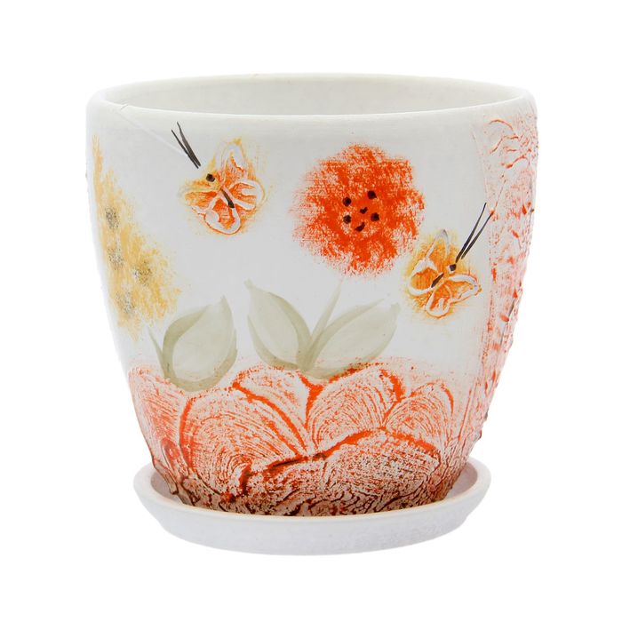 Кашпо "Лето" белое, высокое овальное 0,8 л