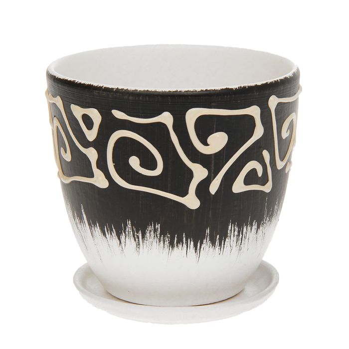 Кашпо "Этно" белое, высокое овальное 0,8 л